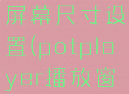 potplayer屏幕尺寸设置(potplayer播放窗口尺寸)
