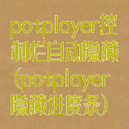 potplayer控制栏自动隐藏(potplayer隐藏进度条)