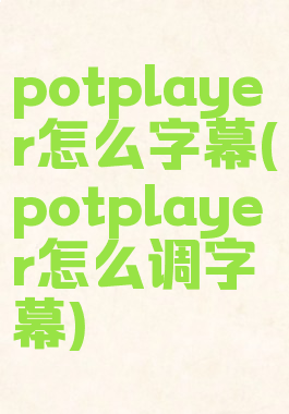potplayer怎么字幕(potplayer怎么调字幕)