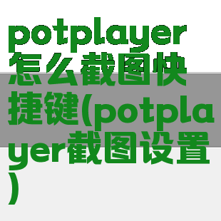 potplayer怎么截图快捷键(potplayer截图设置)