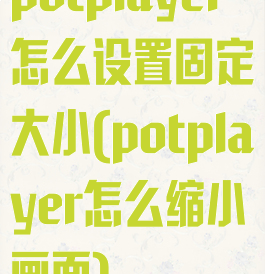 potplayer怎么设置固定大小(potplayer怎么缩小画面)
