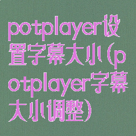 potplayer设置字幕大小(potplayer字幕大小调整)