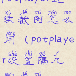 potplayer连续截图怎么用(potplayer设置隔几秒截图)