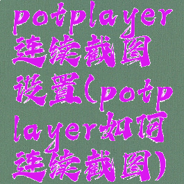 potplayer连续截图设置(potplayer如何连续截图)