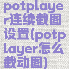 potplayer连续截图设置(potplayer怎么截动图)