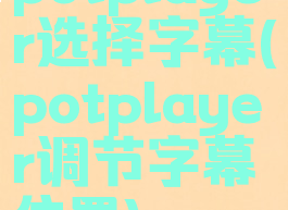 potplayer选择字幕(potplayer调节字幕位置)
