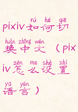 pixiv如何切换中文(pixiv怎么设置语言)