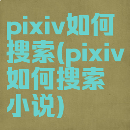 pixiv如何搜索(pixiv如何搜索小说)