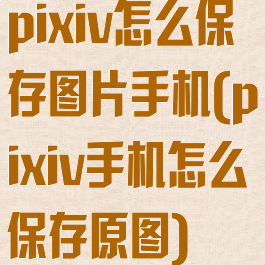 pixiv怎么保存图片手机(pixiv手机怎么保存原图)