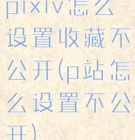 pixiv怎么设置收藏不公开(p站怎么设置不公开)