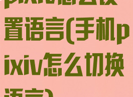 pixiv怎么设置语言(手机pixiv怎么切换语言)