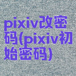pixiv改密码(pixiv初始密码)