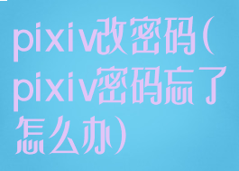 pixiv改密码(pixiv密码忘了怎么办)