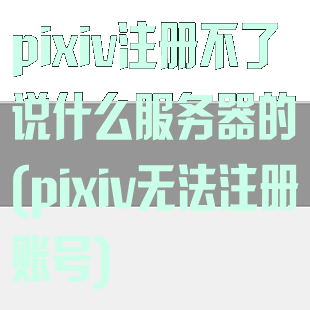 pixiv注册不了说什么服务器的(pixiv无法注册账号)