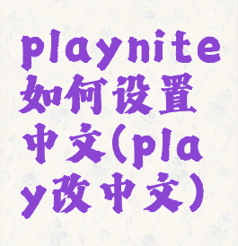 playnite如何设置中文(play改中文)