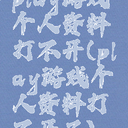 play游戏个人资料打不开(play游戏个人资料打不开了)