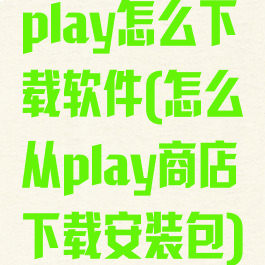 play怎么下载软件(怎么从play商店下载安装包)