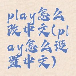 play怎么改中文(play怎么设置中文)