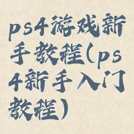 ps4游戏新手教程(ps4新手入门教程)