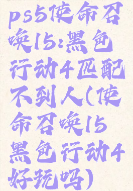 ps5使命召唤15:黑色行动4匹配不到人(使命召唤15黑色行动4好玩吗)