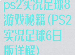 ps2实况足球8游戏秘籍(PS2实况足球6日版详解)