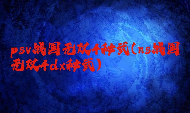 psv战国无双4秘武(ns战国无双4dx秘武)
