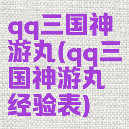 qq三国神游丸(qq三国神游丸经验表)