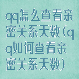 qq怎么查看亲密关系天数(qq如何查看亲密关系天数)