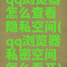 qq浏览器怎么查看隐私空间(qq浏览器私密空间怎么看开)