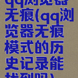 qq浏览器无痕(qq浏览器无痕模式的历史记录能找到吗)