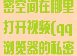 qq浏览器私密空间在哪里打开视频(qq浏览器的私密视频在哪里)