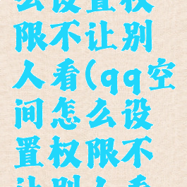 qq空间怎么设置权限不让别人看(qq空间怎么设置权限不让别人看到)
