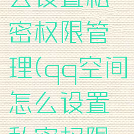 qq空间怎么设置私密权限管理(qq空间怎么设置私密权限管理功能)