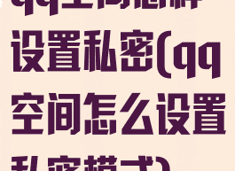 qq空间怎样设置私密(qq空间怎么设置私密模式)