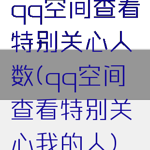 qq空间查看特别关心人数(qq空间查看特别关心我的人)