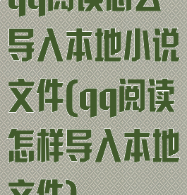 qq阅读怎么导入本地小说文件(qq阅读怎样导入本地文件)