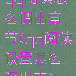 qq阅读怎么调出章节(qq阅读设置怎么调出来)