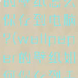 wallpaper的壁纸怎么保存到电脑?(wallpaper的壁纸如何保存到手机上)
