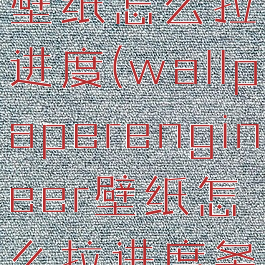 wallpaper壁纸怎么拉进度(wallpaperengineer壁纸怎么拉进度条)