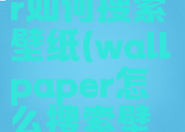 wallpaper如何搜索壁纸(wallpaper怎么搜索壁纸)
