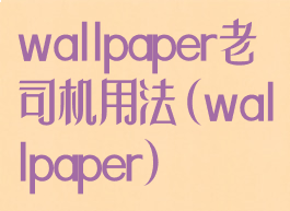 wallpaper老司机用法(wallpaper)