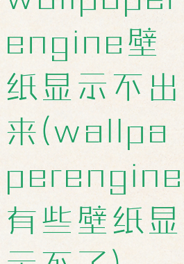 wallpaperengine壁纸显示不出来(wallpaperengine有些壁纸显示不了)