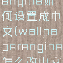 wallpaperengine如何设置成中文(wallpaperengine怎么改中文版)