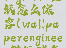 wallpaperengineer壁纸怎么保存(wallpaperengineer壁纸储存)