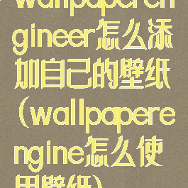 wallpaperengineer怎么添加自己的壁纸(wallpaperengine怎么使用壁纸)