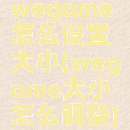 wegame怎么设置大小(wegame大小怎么调整)