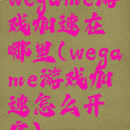wegame游戏加速在哪里(wegame游戏加速怎么开启)