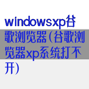 windowsxp谷歌浏览器(谷歌浏览器xp系统打不开)