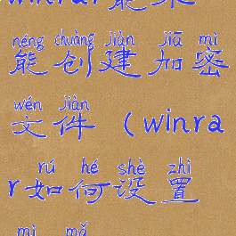 winrar能不能创建加密文件(winrar如何设置密码)