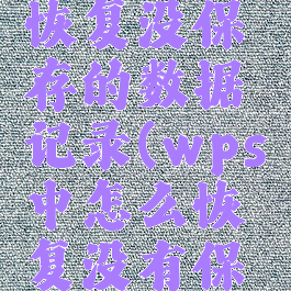 wps怎么恢复没保存的数据记录(wps中怎么恢复没有保存的文件)